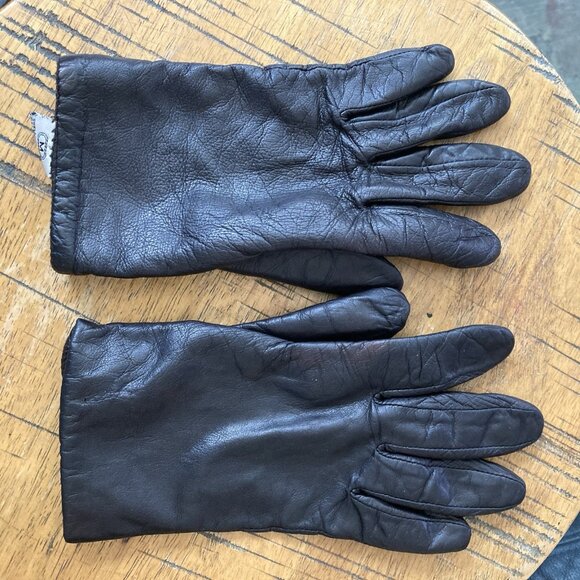 Women's Black Leather Gloves Winter Driving Warm Size Medium - Picture 1 of 6
